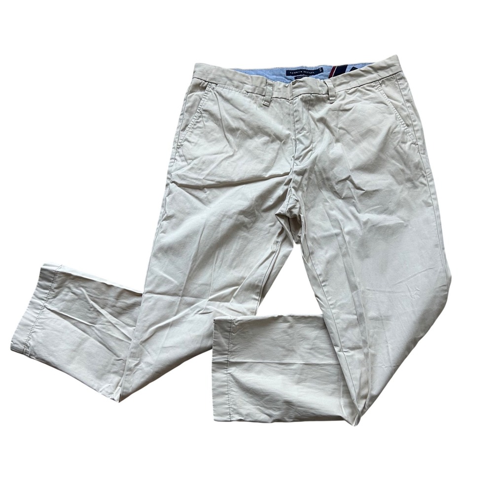 Tommy Hilfiger Mens 36x30 Chino Pants Beige‎ Khaki Cotton Twill Preppy Old Money